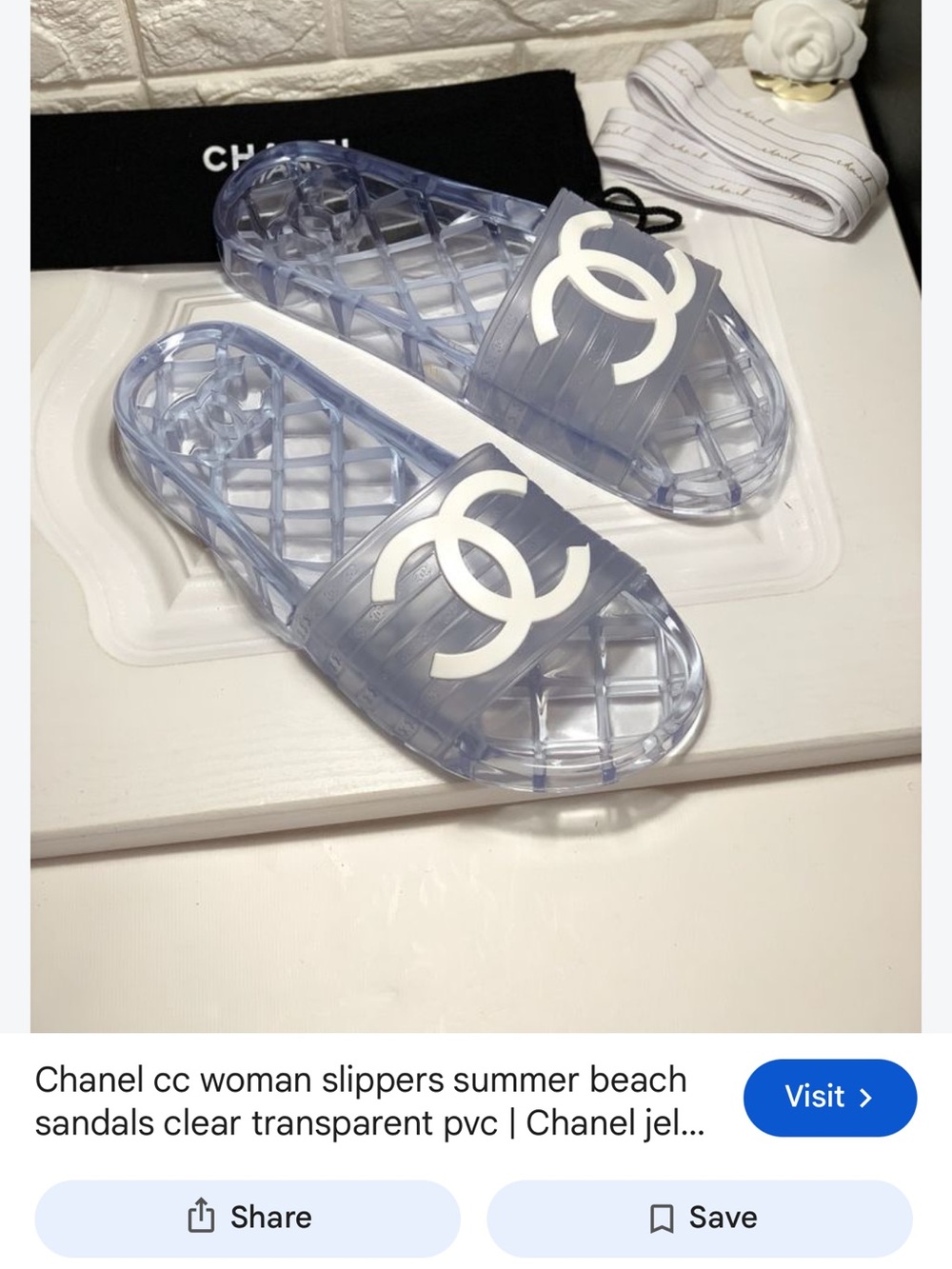 CHANEL Transparent Jelly Slide Sandals with White CC Logo